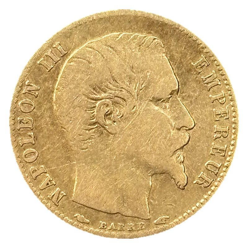 5 francs or Napoléon III tête nue 1854 A petit module tranche cannelée TB+ droit