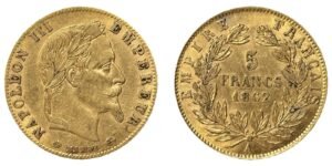 5 francs or Napoléon III tête laurée 1862 A SUP- droit et revers