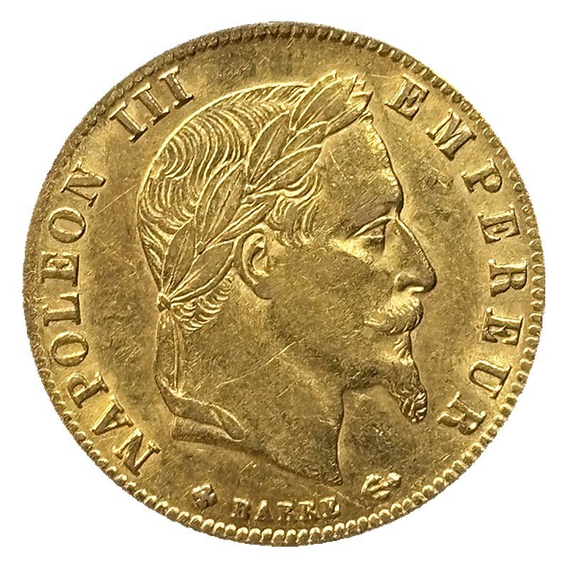 5 francs or Napoléon III tête laurée 1867 BB SUP droit
