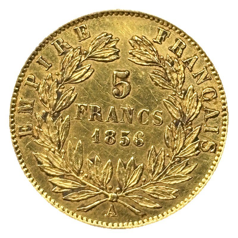 5 francs or Napoléon III tête nue 1856 A SUP revers