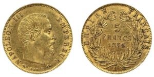 5 francs or Napoléon III tête nue 1859 A SUP- droit et revers