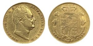 Demi-souverain or Guillaume IV 1834 petit module, droit et revers