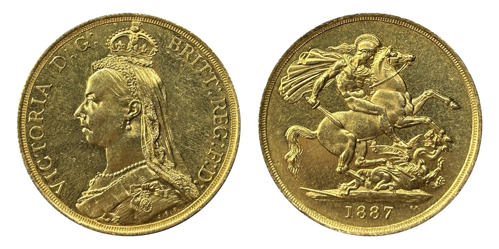 Double souverain or Victoria 1887 Jubilé, droit et revers